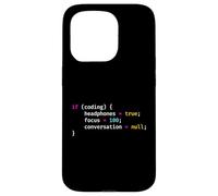Funny Joke Programming If Coding Headphones Focus T-Shirt Case for iPhone 15 Pro