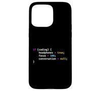 Funny Joke Programming If Coding Headphones Focus T-Shirt Case for iPhone 15 Pro Max