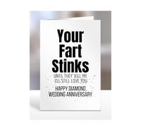 Funny, Joke, Rude, Card, Happy Diamond Wedding Anniversary, Your Fart Stinks, Silly Gifts, Him, Her, Presents for Men, Women, Female, Male, From, A5-216_124