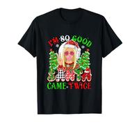 Funny Joke Santa Came Xmas Colorful Leopard Santa Woman T-Shirt