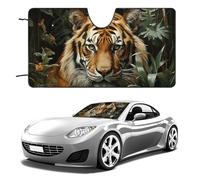 Funny Jungle Tiger Car Windshield Sun Shade, Reflector Car Sun Visor, Foldable Front Window Sunshade Cover, Heat Insulation, Blocks UV Rays, Keeps Vehicle Cool, for SUV Truck(51"x28")