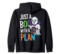 Funny Just A Boo With A Plan Cute Halloween Zip Hoodie