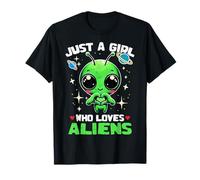 Funny Just a Girl Who Loves Aliens Cute Alien Lover Girls T-Shirt