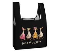 Funny Just A Silly Goose Funny Reusable Grocery Bag Lightweight Heavy Duty Tote Shopping Bags
