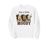 Funny Just Little Moody Highland Cow Leopard Print Design Sweatshirt