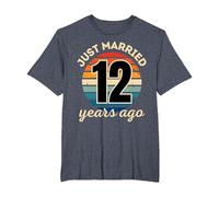 Funny JUST Married 12 Year Wedding Anniversary Matching T-Shirt, Men's Big and Tall, Heather Blue, 4X Tall