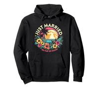 Funny Just Married Tropical Honeymoon Vacation Celebration Pullover Hoodie