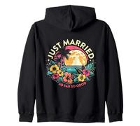 Funny Just Married Tropical Honeymoon Vacation Celebration Zip Hoodie