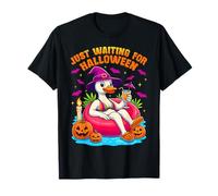 Funny Just Waiting for Halloween Goose & Wicth Hat On Float T-Shirt