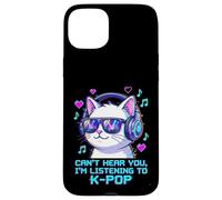 Funny K-Pop Cat Can't Hear You Listening To Kpop Glitch Art Case for iPhone 15 Plus