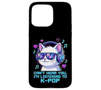 Funny K-Pop Cat Can't Hear You Listening To Kpop Glitch Art Case for iPhone 15 Pro Max