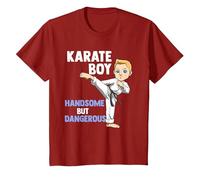 Funny Karate Boy - Handsome But Dangerous T-Shirt, Youth, Cranberry Red, X-Small