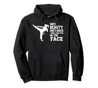 Funny Karate Taekwondo Beauty Grace Kick You in Face Girl Pullover Hoodie