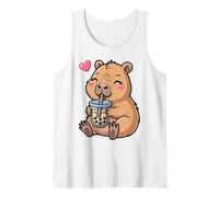 Funny Kawaii Animal Lover, Cute Capybara Bubble Tea Tank Top