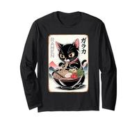 Funny Kawaii Anime Cat Manga Ramen Graphic Tee Japanese Long Sleeve T-Shirt