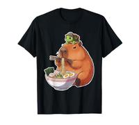 Funny Kawaii Capybara Eating Ramen Turtle Anime Aesthetic T-Shirt