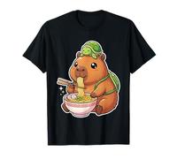 Funny Kawaii Capybara Eating Ramen Turtle Anime Aesthetic T-Shirt