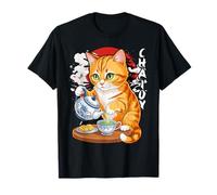 Funny Kawaii Cat Drinking Chai Graphic, Anime T-Shirt