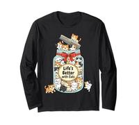 Funny Kawaii Cats in Jar Life’s Better with Cats Long Sleeve T-Shirt