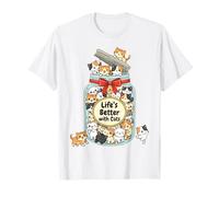 Funny Kawaii Cats in Jar Life’s Better with Cats T-Shirt