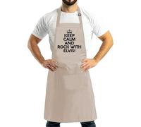 Funny Keep Calm And Rock With Elvis Chef Cooking BBQ Novelty Apron