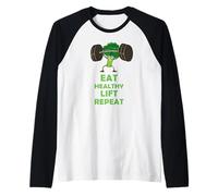 Funny Keto Powerlifting Broccoli - Eat Healthy Lift Repeat Raglan Baseball Tee