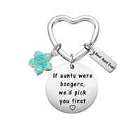Funny Keychain Gifts for Best Aunt from Niece Nephew,Turquoise Flower Charm | Keyring Valentine's Christmas Thanksgiving Anniversary Birthday - Best Aunt Ever,If aunts were boogers,we'd pick you first.