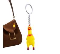 Funny Keychains - Interactive Squeeze Practical Joke, Yellow Chicken Squeaky Toy Pendant with Sturdy Metal Ring, High Decibel Sound Effect, Ideal for Men Adults Teens Women Friends Coworkers