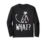 Funny Killer Cat Halloween Dark Humor Cat Lover Cat Mom Dad Long Sleeve T-Shirt