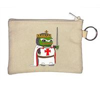 Funny King Arthur Knight Pepe The Frog Meme Key Chain Coin Purse Beige