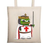 Funny King Arthur Knight Pepe The Frog Meme Natural Ecological Cotton Tote Bag Beige