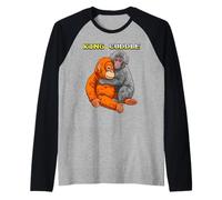Funny King Cuddle Panchi Kun Viral Video Baby Monkey Punch Raglan Baseball Tee