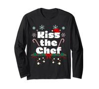 Funny Kiss The Chef Christmas Design for Cooking Lovers Long Sleeve T-Shirt