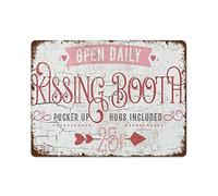Funny Kissing Booth Valentines Day Metal Tin Sign Large Canvas Wall Art Vintage Decor Retro Garden Signs Coffee Room Bar Club 8x5.5 Inch - Home Decor