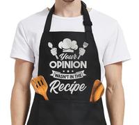 Funny Kitchen Apron,Cooking Barbecue Apron,Black Chef Apron with Adjustable Neck Strap, Two Large Pockets, Extra Long Waist Ties,Funny Birthday Gifts for Men, Dad, Husband, Grandad Chef