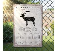 Funny Kitchen Butcher Deer Cuts Guide Metal Tin Sign Vintage Kitchen Coffee Bar Restaurant Cabin Lake House Home Decor 7 x 10.5 Inch
