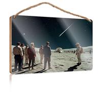 Funny Kitchen Decor A Group of People Observe A Meteor Shower On A Snowy Landscape Signs & Plaques Fall Door Decor(20X30CM)