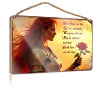 Funny Kitchen Decor A Knight in Armor Holds A Red Rose Signs & Plaques Fall Door Decor(15X28CM)