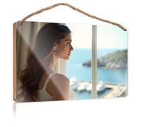 Funny Kitchen Decor A Woman Gazes Out At A Serene Coastal View Signs & Plaques Fall Door Decor(23X35CM)