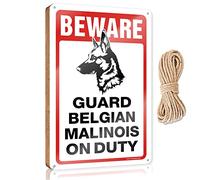 Funny Kitchen Decor Beware! Guard Belgian Malinois On Duty Wooden Sign Decorations For The Kitchen Wood Decor Sign(15X28CM)