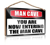 Funny Kitchen Decor Caution! You Are Now Entering The Man Cave Wooden Sign Office Door Signs Funny Farm House Decorations(23X35CM)