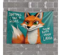 Funny Kitchen Decor Fox Laughs at Self-Talk Tapestry Funny Room Decor Wall Tapestry College(75X100CM)