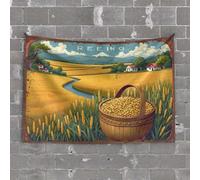 Funny Kitchen Decor Golden Harvest Fields of Reeing: A Serene Rural Landscape Tapestry Beer Decor Men Decor(100X150CM)