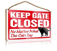 Funny Kitchen Decor Keep Gate Closed No Matter What The Cats Say Wooden Sign Decorations For The Kitchen Wood Decor Sign(20X30CM)