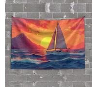 Funny Kitchen Decor Sailing Into The Sunset: A Serene Journey Tapestry Asthetic Bedroom Assecories Tapestry For Men(100X150CM)