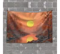Funny Kitchen Decor Sunset Reflections In Autumnal Forest Tapestry Stuff For Your Room Vintage Bar Decor(75X100CM)