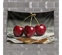 Funny Kitchen Decor Three Cherries On Top of Dollar Bills Tapestry Funny Room Decor Wall Tapestry College(100X150CM)