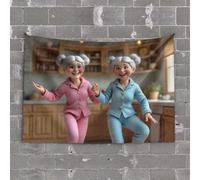 Funny Kitchen Decor Twins Dancing In The Kitchen Tapestry Asthetic Bedroom Assecories Tapestry For Men(75X100CM)