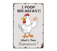 Funny Kitchen Decorations Sign - I Poop Breakfast! What'S Your Superpower? - 8x12 Inches Tin Sign