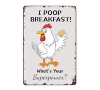 Funny Kitchen Decorations Sign - I Poop Breakfast! What'S Your Superpower? - Tin Sign for garage,bar,restaurant,living room,bedroom,kitchen,cafe 8×12 INCH